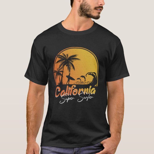 California beach surfing USA woman men children  2 T-Shirt (Front)