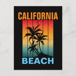 CALIFORNIA BEACH VINTAGE RETRO SUNSET  CUSTOM POSTCARD
