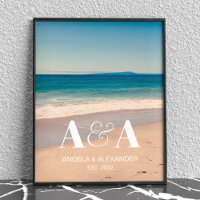 California Beach Wedding Monogram Photo