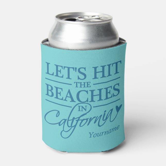 CALIFORNIA BEACHES custom name & colour can cooler (Can Front)