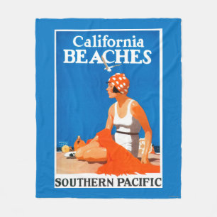 California Beaches Promotional Poster Fleece Blanket