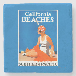 California Beaches Promotional Poster Stone Coaster