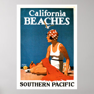 California Beaches Vintage Travel Posters