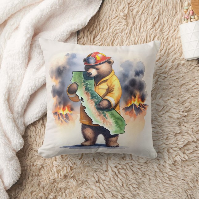 California Bear Firefighter  Cushion (Blanket)