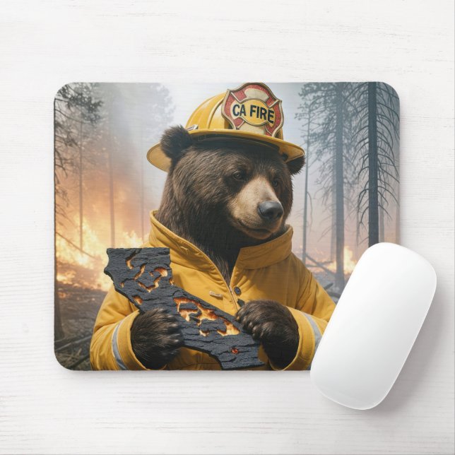California Bear Firefighter Mouse Pad (With Mouse)