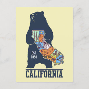 California Bear Golden State Postcard