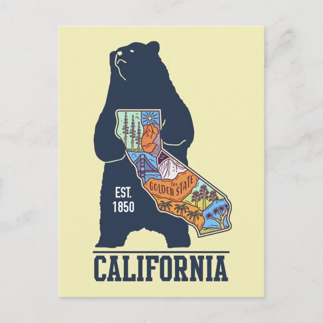  California Bear Golden State Postcard (Front)