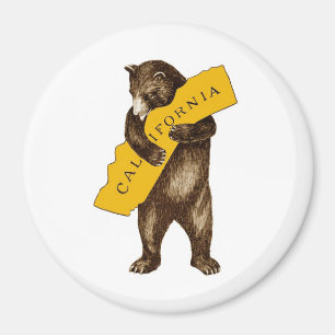 California Bear Hugging State I Love California Magnet
