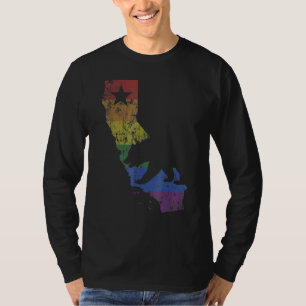 California Bear Lgbtq+ Gay Lesbian Pride Flag Men  T-Shirt