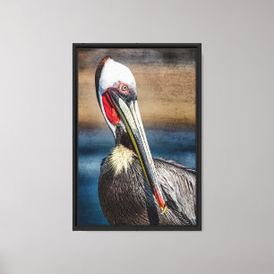 California Brown Pelican Artistic Portrait Canvas Print
