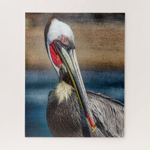 California Brown Pelican Artistic Portrait Jigsaw Puzzle