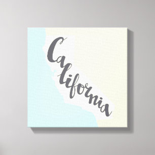 California Brush Lettering With Silhouette Map Canvas Print
