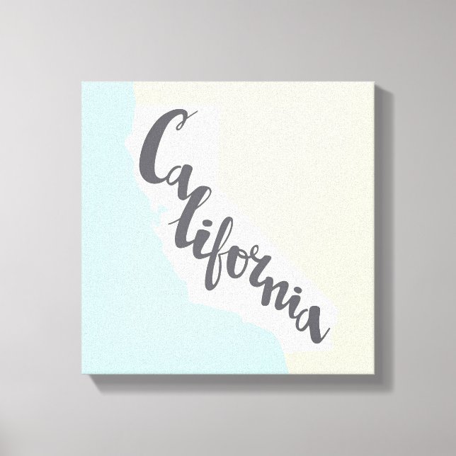 California Brush Lettering With Silhouette Map Canvas Print (Front)
