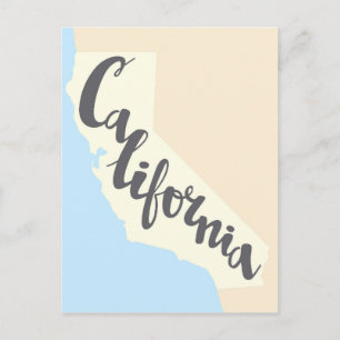 California Brush Lettering With Silhouette Map Postcard
