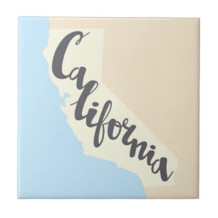 California Brush Lettering With Silhouette Map Tile