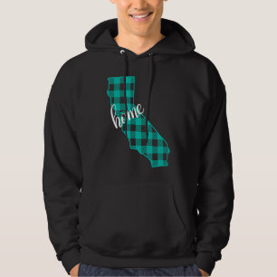 California Buffalo Plaid Home State Country Teal W Hoodie