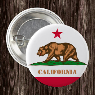 California button, patriotic Californian Flag 3 Cm Round Badge