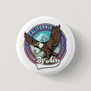 California By Air travel patch  3 Cm Round Badge