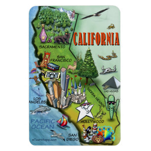 California Cartoon Map Magnet