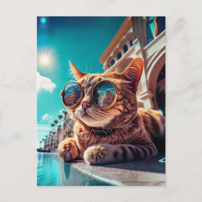California Cat Wearing Sunglasses Postcard (Front)