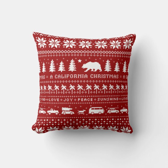 California Christmas | Cool Holiday Pattern Cushion (Front)