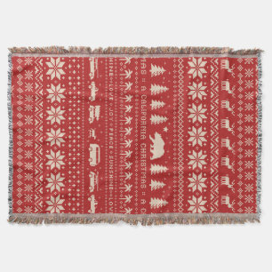 California Christmas Cute Holiday Xmas Pattern Throw Blanket