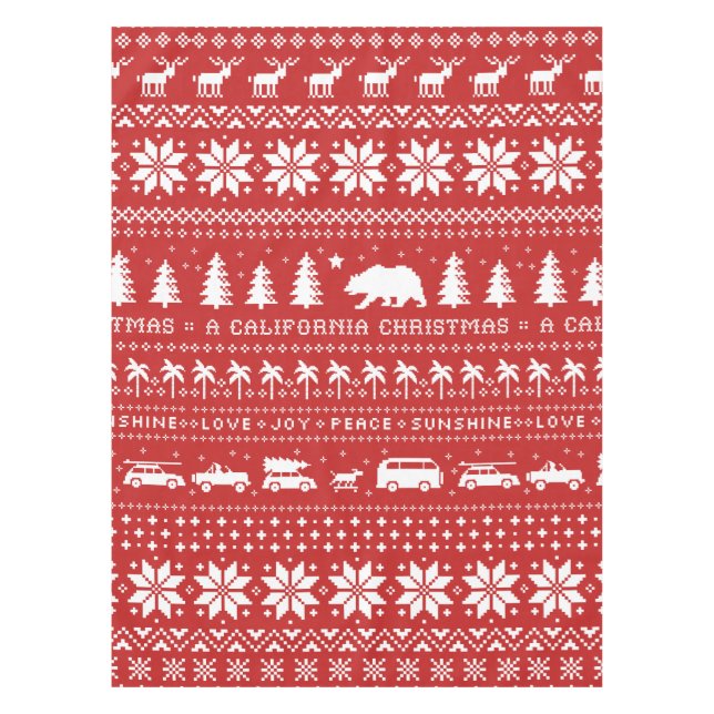 California Christmas Holiday Pattern Festive Xmas Tablecloth (Front)