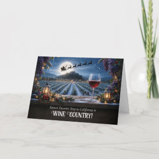 California Christmas Wine Country Region Cute Holiday Card
