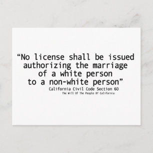 California Civil Code Section 60 Postcard Front