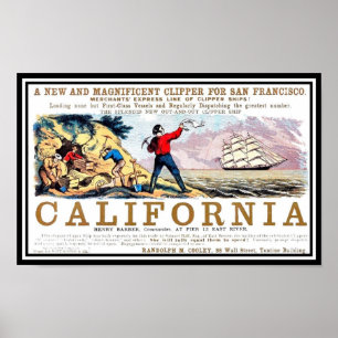 California Clipper gold rush Vintage Print