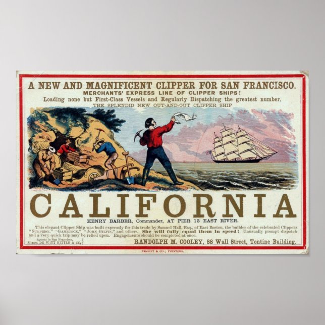 California Clipper Ship Historical Repro Poster (Front)