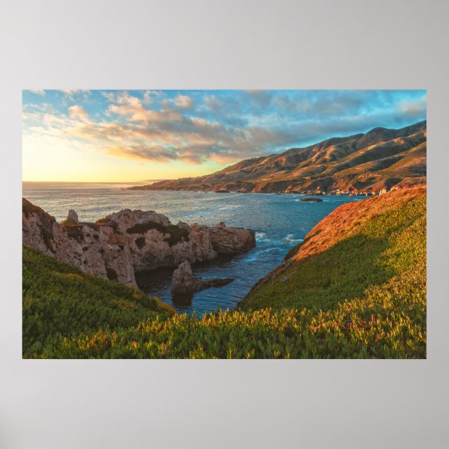 California Coast in Summer at Sunset Poster (Front)