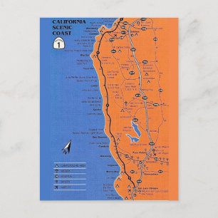 California Coast Map Postcard