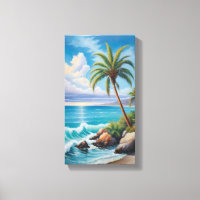California Coast Palm Tree Canvas Wall Art