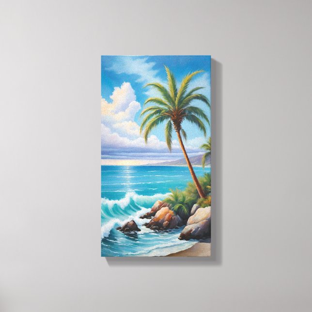 California Coast Palm Tree Canvas Wall Art (Front)