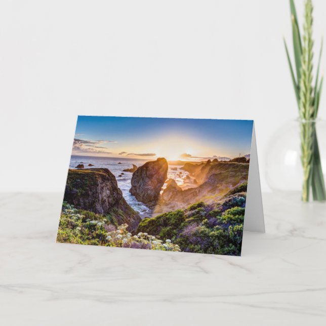 California Coast Sunset Greeting Card (Front)