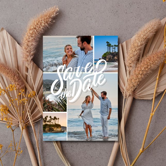 California Coastal 3 Photo Beach Wedding Save The Date (California Coastal 3 Photo Beach Wedding Save The Date)