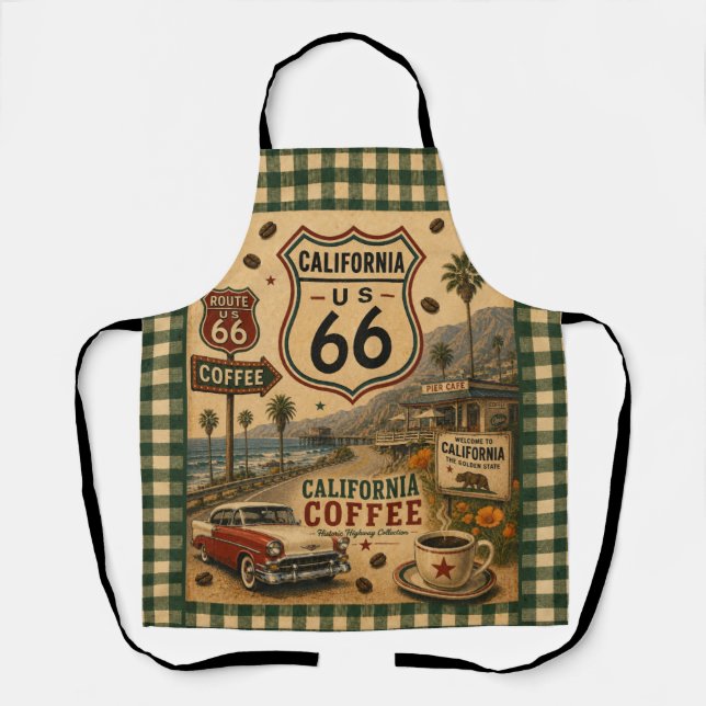California Coastal Coffee Kitchen Route 66 Apron (Front)