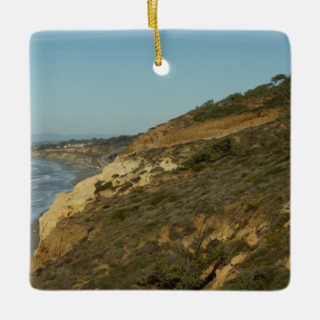 California Coastline Scenic Travel Landscape Ceramic Tree Decoration (Front)