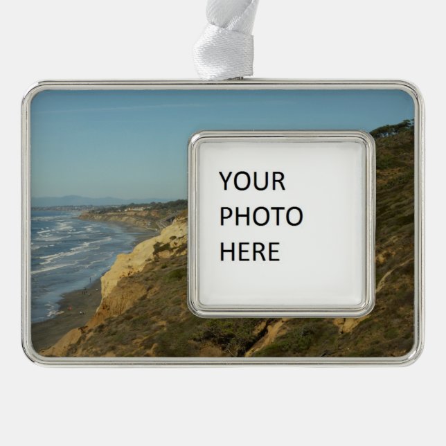 California Coastline Scenic Travel Landscape Silver Plated Framed Ornament (Front)