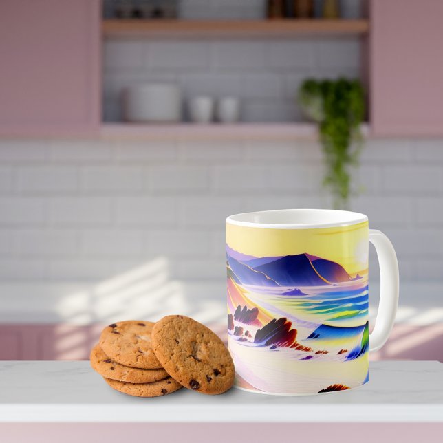 California Coastline Sunset Watercolor  Coffee Mug (Creator Uploaded)