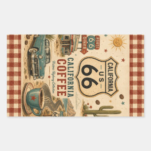 California Coffee Run Route 66 Vibes Decal Rectangular Sticker