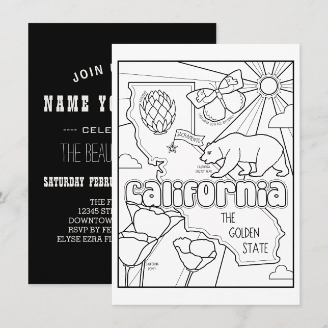 california colour me collage invitation (Front/Back)