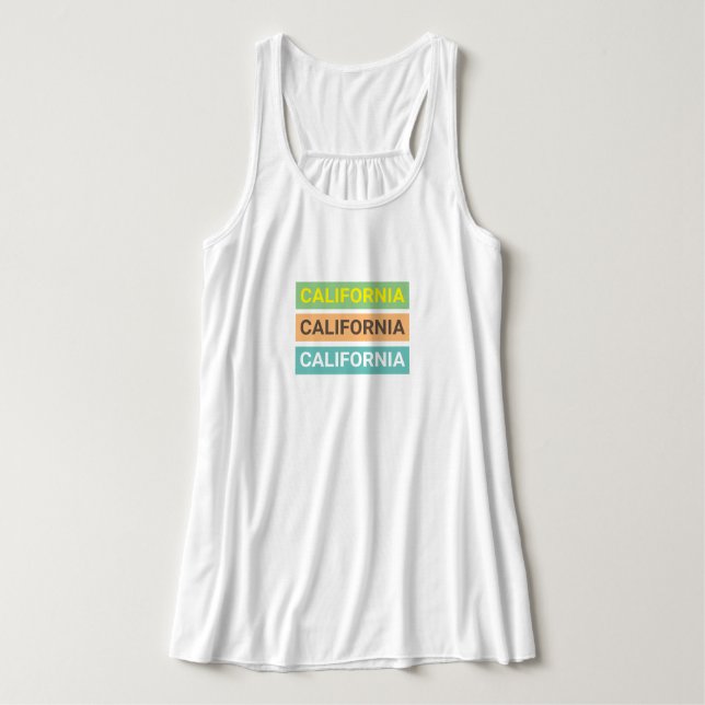 California colourful text summer time cute womens singlet (Design Front)