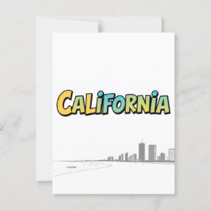 California Comic Style Postcard