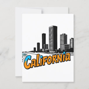 California Comic Style Postcard