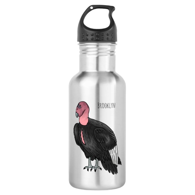 California condor bird cartoon illustration 532 ml water bottle (Front)