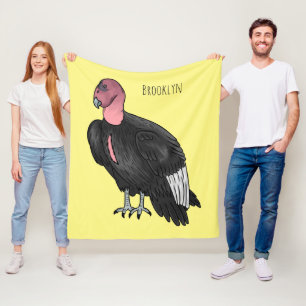 California condor bird cartoon illustration  fleece blanket