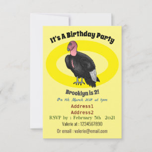 California condor bird cartoon illustration invitation