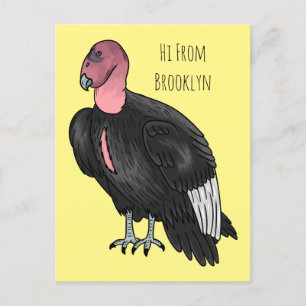 California condor bird cartoon illustration  postcard